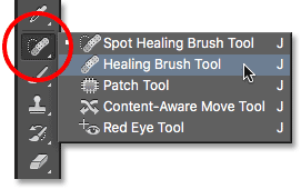 انتخاب Healing Brush ( ایجاد یک لایه خالی و انتخاب Healing Brush )