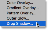 انتخاب Drop Shadow از لیست باز شده