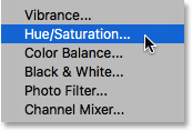 انتخاب Hue/Saturation (اضافه کردن لایه های Fill یا Adjustment )