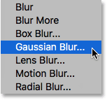 انتخاب فیلتر Gaussian Blur 