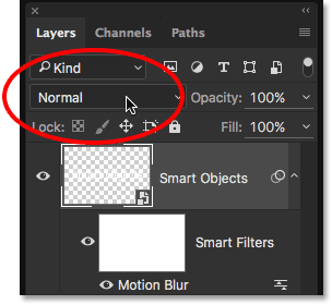 باز گردانی blend mode به Normal ( تغییر Blend Mode و Opacity در Smart Filter )