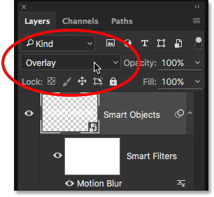 حالت overlay برای smart object ( تغییر Blend Mode و Opacity در Smart Filter )