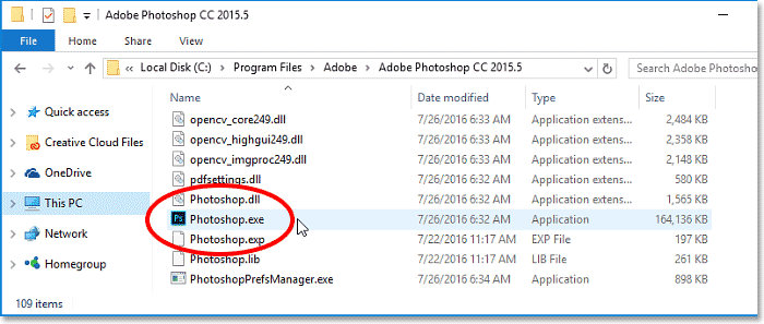 قرار دادن فتوشاپ بعنوان ویرایشگر تصویر پیش فرض در ویندوز 10 - با مرور در هارد دیسک، فتوشاپ را باز می کنیم.