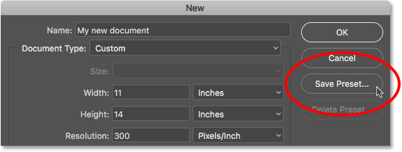 کادر محاوره ای Legacy New Document در Photoshop CC - ایجاد یک Preset سفارشی در فتوشاپ