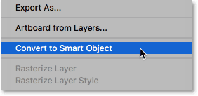 انتخاب دستور Convert to Smart Object