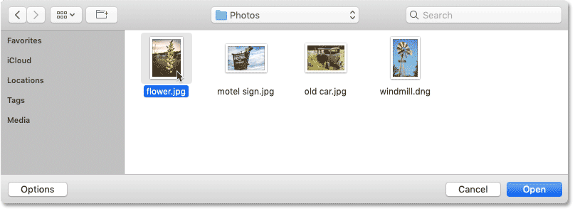 نحوه باز کردن تصویر از Home Screen فتوشاپ - انتخاب تصویر با دابل کلیلک روی آن
