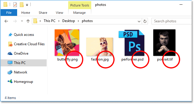 ایجاد ویرایشگر تصویر پیش فرض در ویندوز 10 - پسوند فایل اکنون در انتهای هر نام ظاهر می شود.
