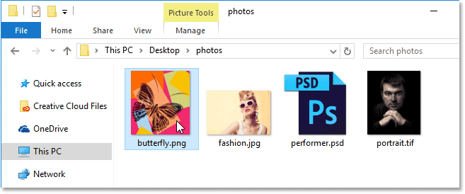 قرار دادن فتوشاپ بعنوان ویرایشگر تصویر پیش فرض در ویندوز 10 - کلیک راست بر روی فایل PNG.