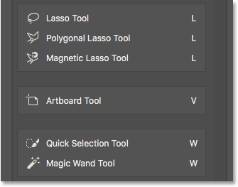 Artboard Tool به زیر گروه Lasso Tools منتقل شده است ( آشنایی با میانبرهای نوار ابزار در فتوشاپ )