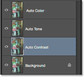 لایه های auto color و tone contrast ( انتخاب دستور Auto Contrast در فتوشاپ )
