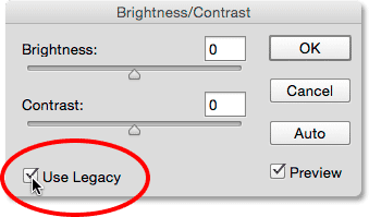 فعال کردن Use Legacy ( بازیابی مقادیر Brightness/Contrast در فتوشاپ )