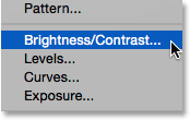 انتخاب brightness contrast ( افزودن یک Brightness/Contrast در فتوشاپ )