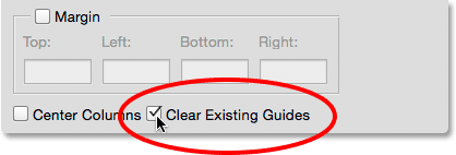 گزینه clear existing guides ( آشنایی New Guide Layout در فتوشاپ CC )