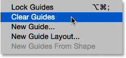 انتخاب clear guides ( کار را ردیف و ستون ها در New Guide Layout )
