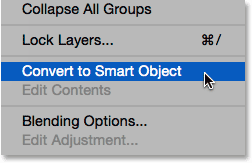 انتخاب گزینه Convert to Smart Object ( استفاده از فیلتر Clouds در فتوشاپ )