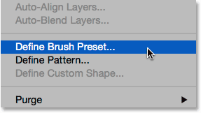  Edit > Define Brush Preset ( انتخاب Define The Shape As A Brush در فتوشاپ )