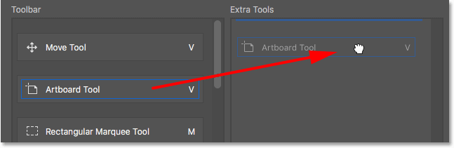 قرار گرفتن Artboard Tool در نوار ابزار به عنوان یک ابزار مستقل ( ایجاد یک ابزار مستقل در فتوشاپ )