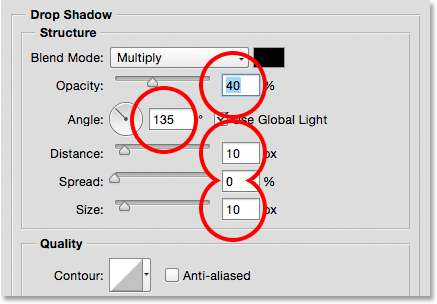 تنظیمات drop shadow ( ساخت یک Clipping Mask در فتوشاپ )