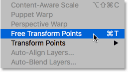 گزینه free transform points ( نحوه تراز یک شکل در فتوشاپ )