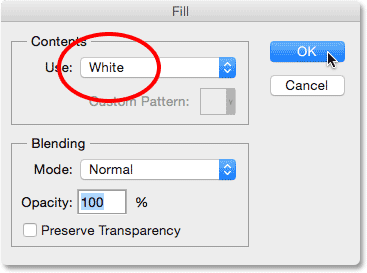 تنظیم گزینه Use بر White ( انتخاب لایه Grid در فتوشاپ )