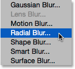 Filter > Blur > Radial Blur ( استفاده از فیلتر Clouds در فتوشاپ )