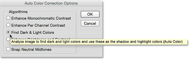 گزینه Find Dark & ​​Light Colors ( ترکیب Snap Neutral Midtones با سایر گزینه ها )