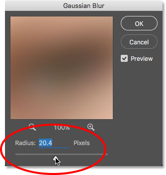تنظیم مقدار 20 برای gaussian blur ( تغییر Blend Mode و انتخاب Gaussian Blur )
