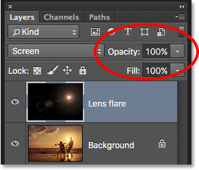 افزایش مقدار Opacity ( آموزش تغییر Blend Mode به Screen )