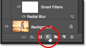 کلیک بر آیکون Adjustment Layer icon ( افزودن یک فیلتر تنظیم در فتوشاپ )