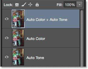 لایه جدید "Auto Color + Auto Tone" ( انتخاب دستور Auto Tone در فتوشاپ )
