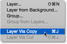 انتخاب گزینه layer via copy ( پاک کردن گوشه های عکس در فتوشاپ )