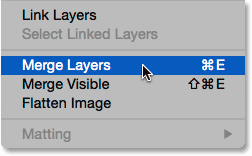 Layer > Merge Layers ( انتخاب Merge Down در فتوشاپ )