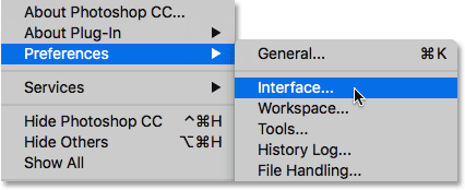 Edit > Preferences > Interface ( آموزش دسترسی به  Color Themes در فتوشاپ )
