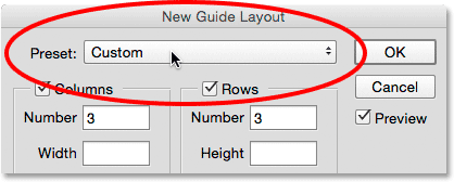 preset custom ( کار را ردیف و ستون ها در New Guide Layout )
