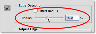 تنظیم اندازه Radius