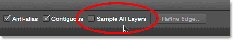 غیر فعال کردن Sample All Layers
