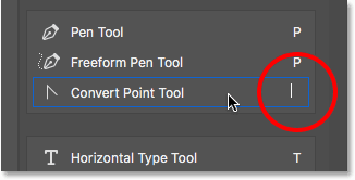 انتخاب ابزار convert point tool ( آشنایی با میانبرهای نوار ابزار در فتوشاپ )