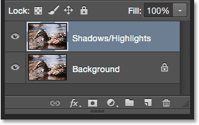 تغییر نام Layer 1 به Shadows/Highlights ( انتخاب Shadows/Highlights در فتوشاپ )