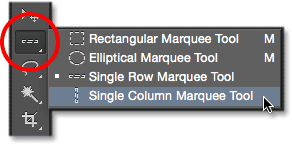 انتخاب ابزار Single Column Marquee Tool ( آموزش روشن کردن Grid در فتوشاپ )