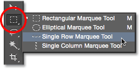 انتخاب ابزار Single Row Marquee Tool ( آموزش روشن کردن Grid در فتوشاپ )
