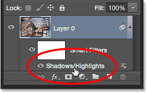 کلیک بر smart filter ( اجرای Shadows/Highlights به عنوان یک فیلتر هوشمند )