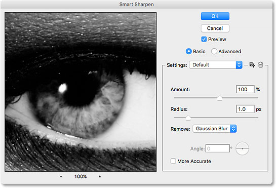 کادر smart sharpen در Photoshop CS6 ( تغییر رنگ تم در فتوشاپ )