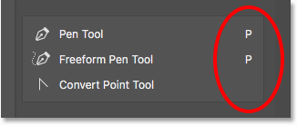 دو تا از ابزارهای Pen میانبر صفحه کلید دارد جز یک ( آشنایی با میانبرهای نوار ابزار در فتوشاپ )