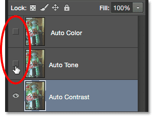 خاموش کردن "Auto Color" و "Auto Tone" ( انتخاب دستور Auto Contrast در فتوشاپ )