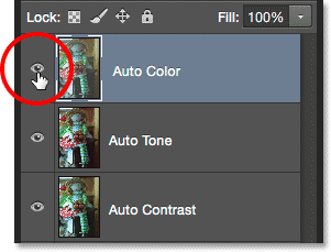 انتخاب Auto Color Layer و روشن کردن آن ( انتخاب دستور Auto Tone در فتوشاپ )