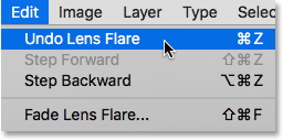 خنثی سازی با undo lens flare ( اجرای فیلتر Lens Flare و ایجاد یک لایه خالی )