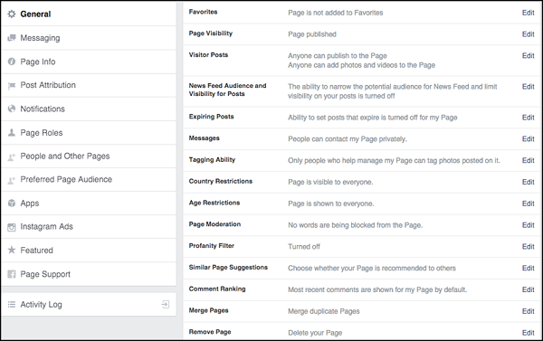 تنظیمات بخش Setting در صفحه فیسبوک تجاری ( تعیین اطلاعات لازم در پروفایل صفحه فیسبوک تجاری )
