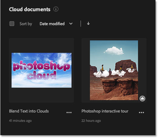 کار کردن با ابزار Cloud Documents در Photoshop CC 2020