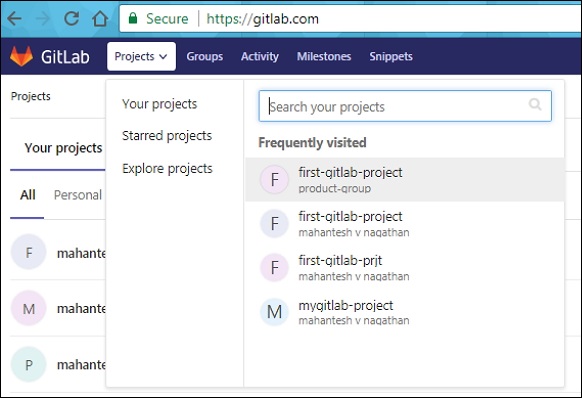 انتخاب پروژه مورد نظر - آموزش نصب گیت لب GitLab