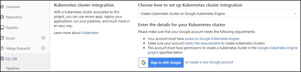 ورود با حساب گوگل - اتصال GitLab با یک خوشه Kubernetes